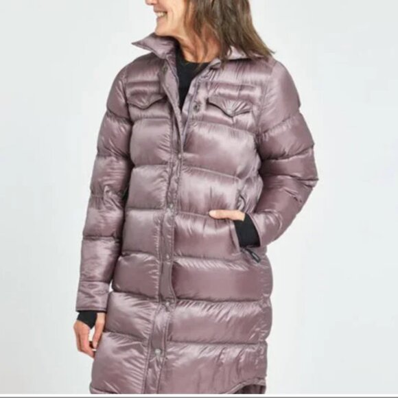 Oiselle Kara Puffy Shacket Quilted Long Purple Puffer Jacket XL Outdoor Winter - Picture 1 of 6